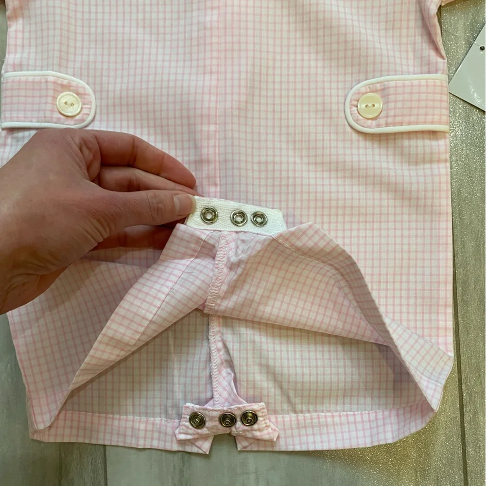 NWT Remember Nguyen Pastel Pink Windowpane William Shortall Romper boys 9M
